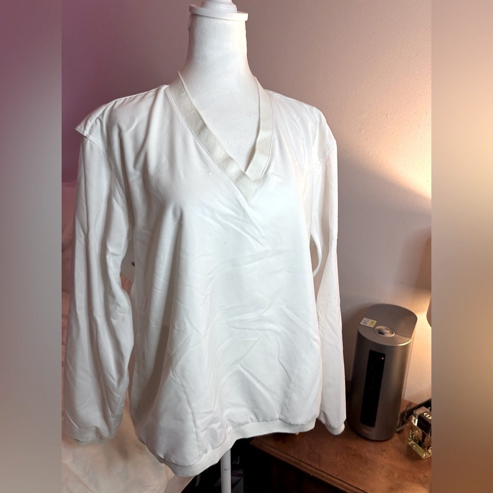 Liz Golf white Women's Pullover WInd Breaker Jacket, Vented, Pockets Size XL
